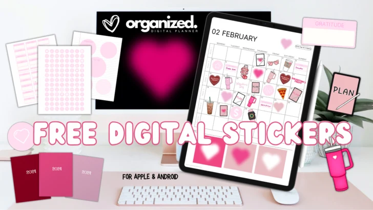 Free February Themed Digital Stickers